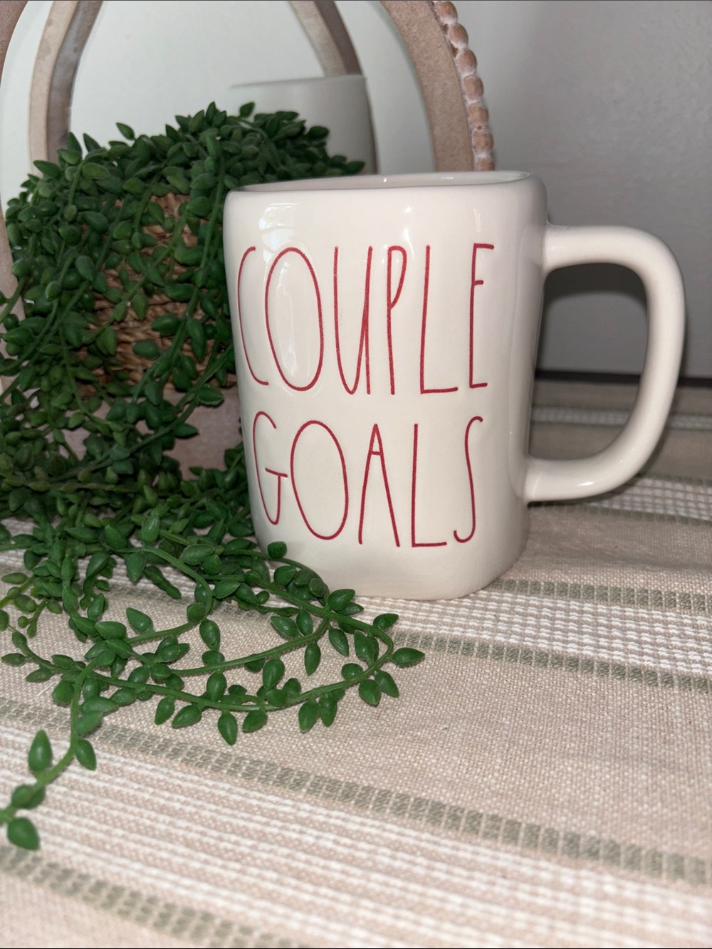 'Couple Goals' Ceramic Coffee Mug with pink red Lettering